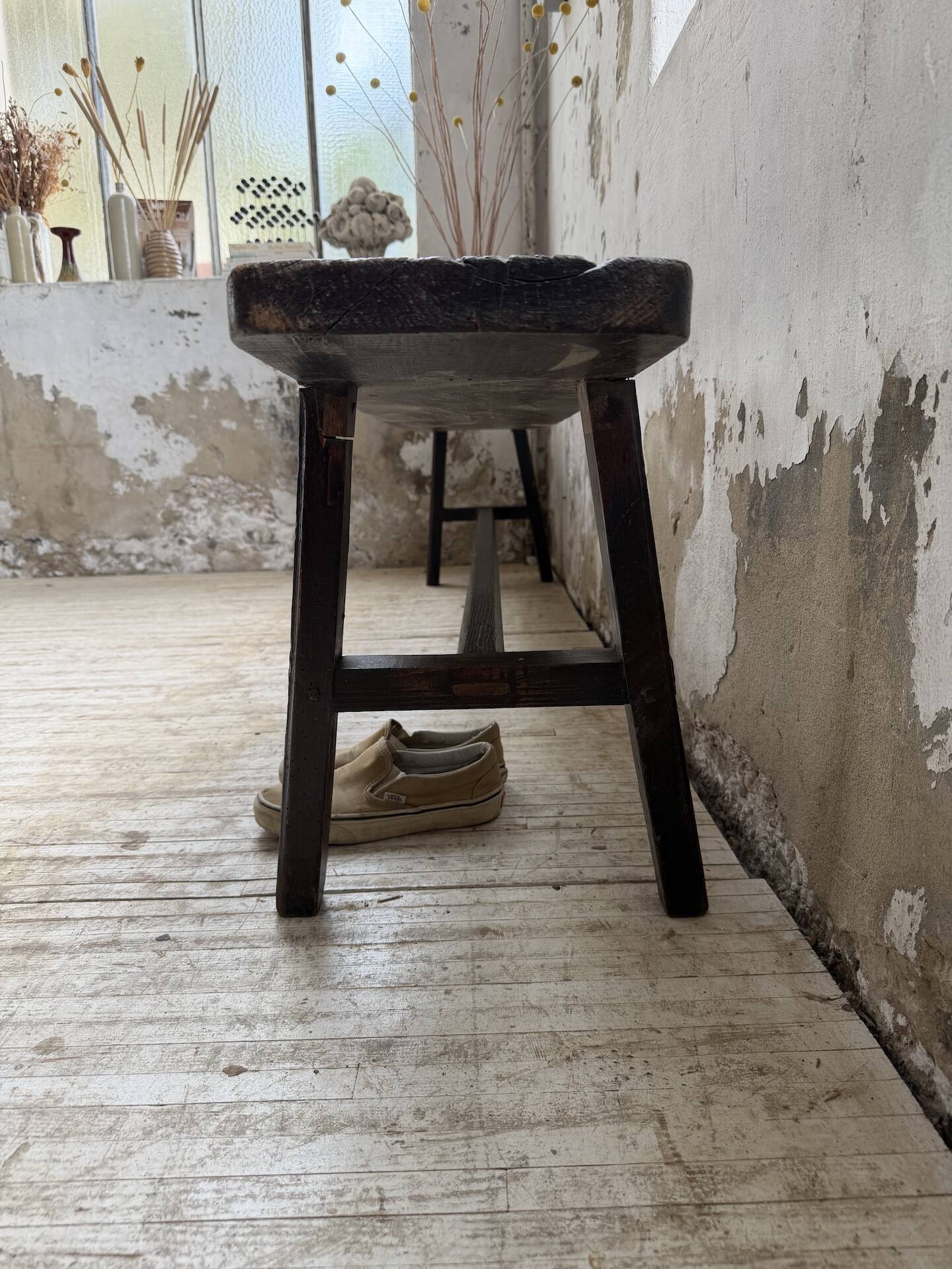 Dark patinated 1900 bench 220cm