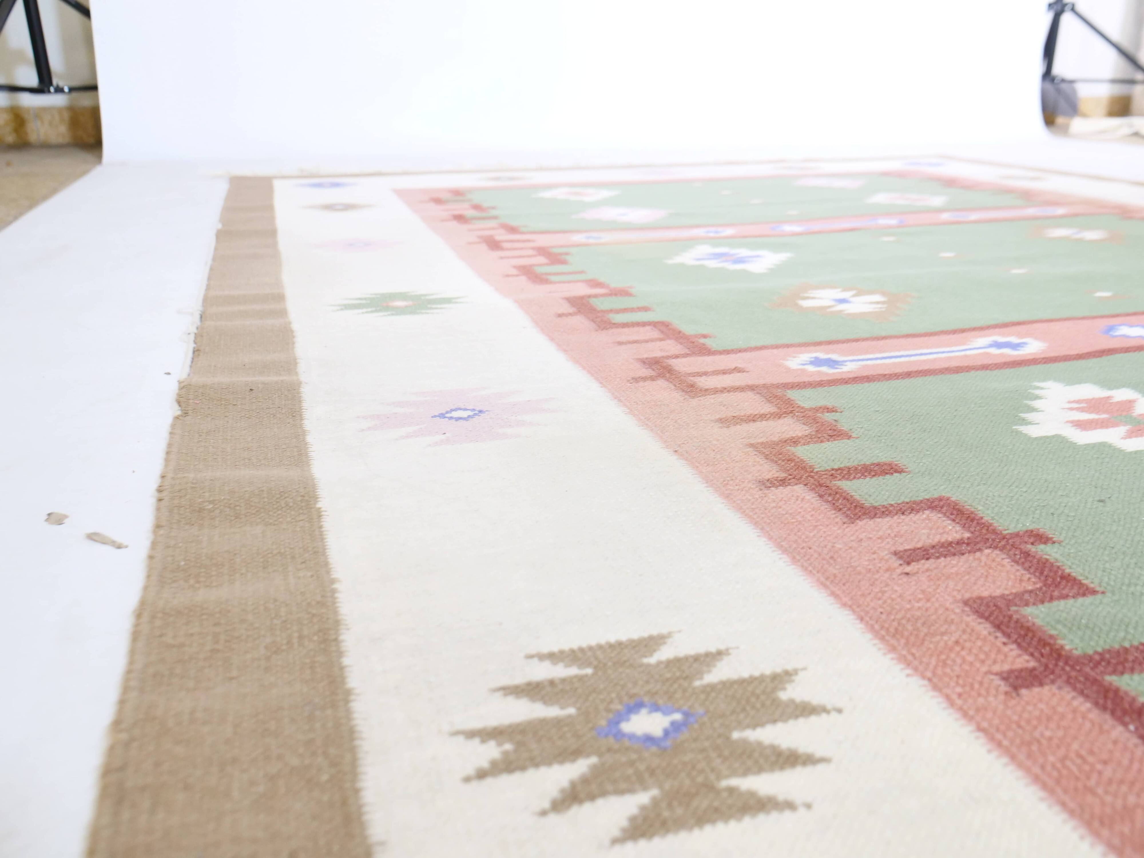 Hand-woven kilim true vintage ethnic wool rug, 70s 80s