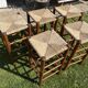 5 Charlotte Perriand-style wooden and straw bar stools