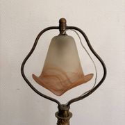 Art Nouveau Table Lamp Brass Gilded Marbled Glass Tulip Nancy School