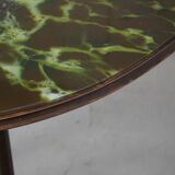 Midcentury Italian Oblong Marble Effect Table With Wood Base.