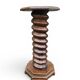 Antique carved solid oak pedestal, octagonal top and turned column.