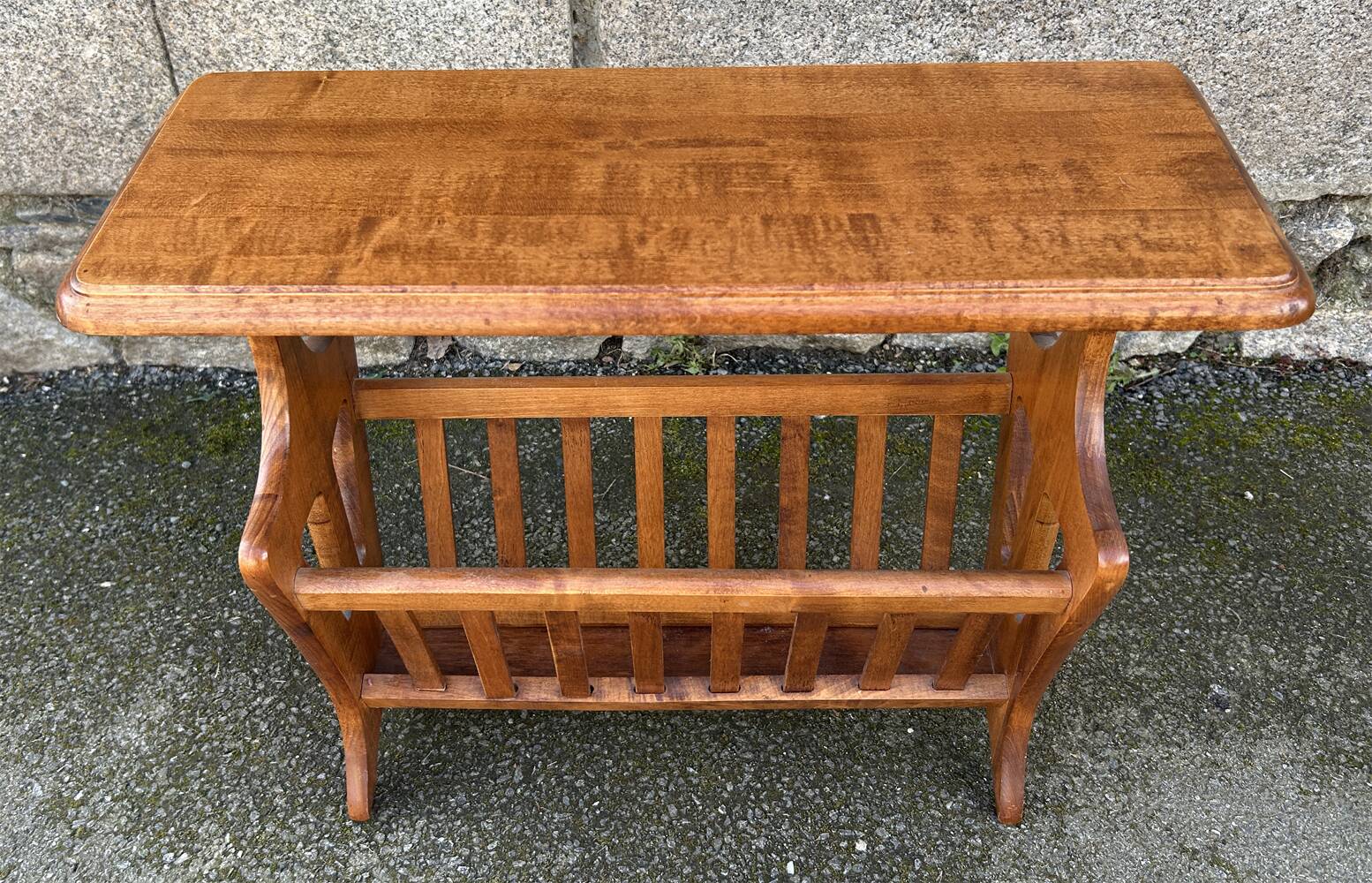 Magazine rack, side table, wood, vintage, 60s