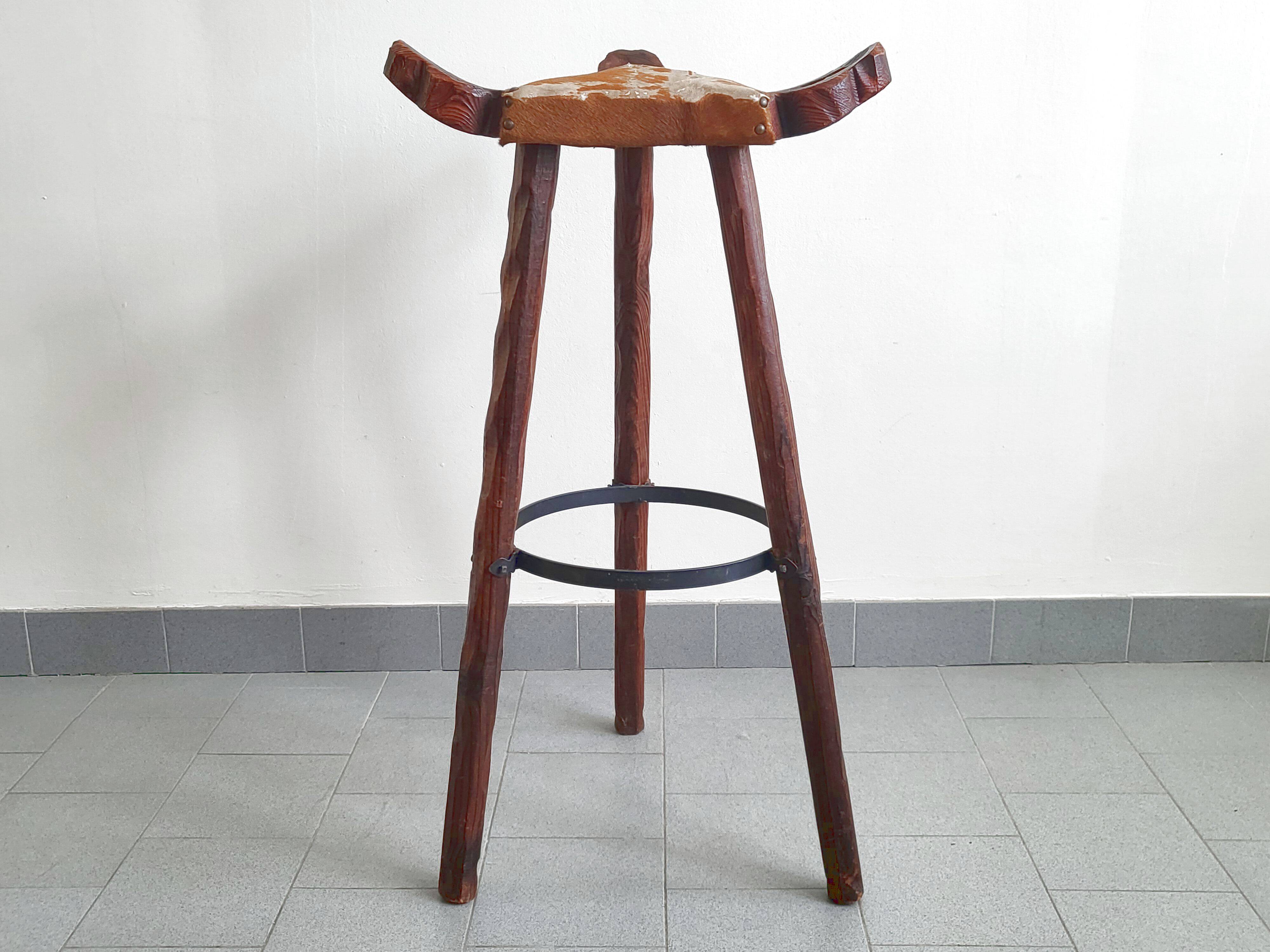 Vintage Spanish brutalist bar stool 1970s