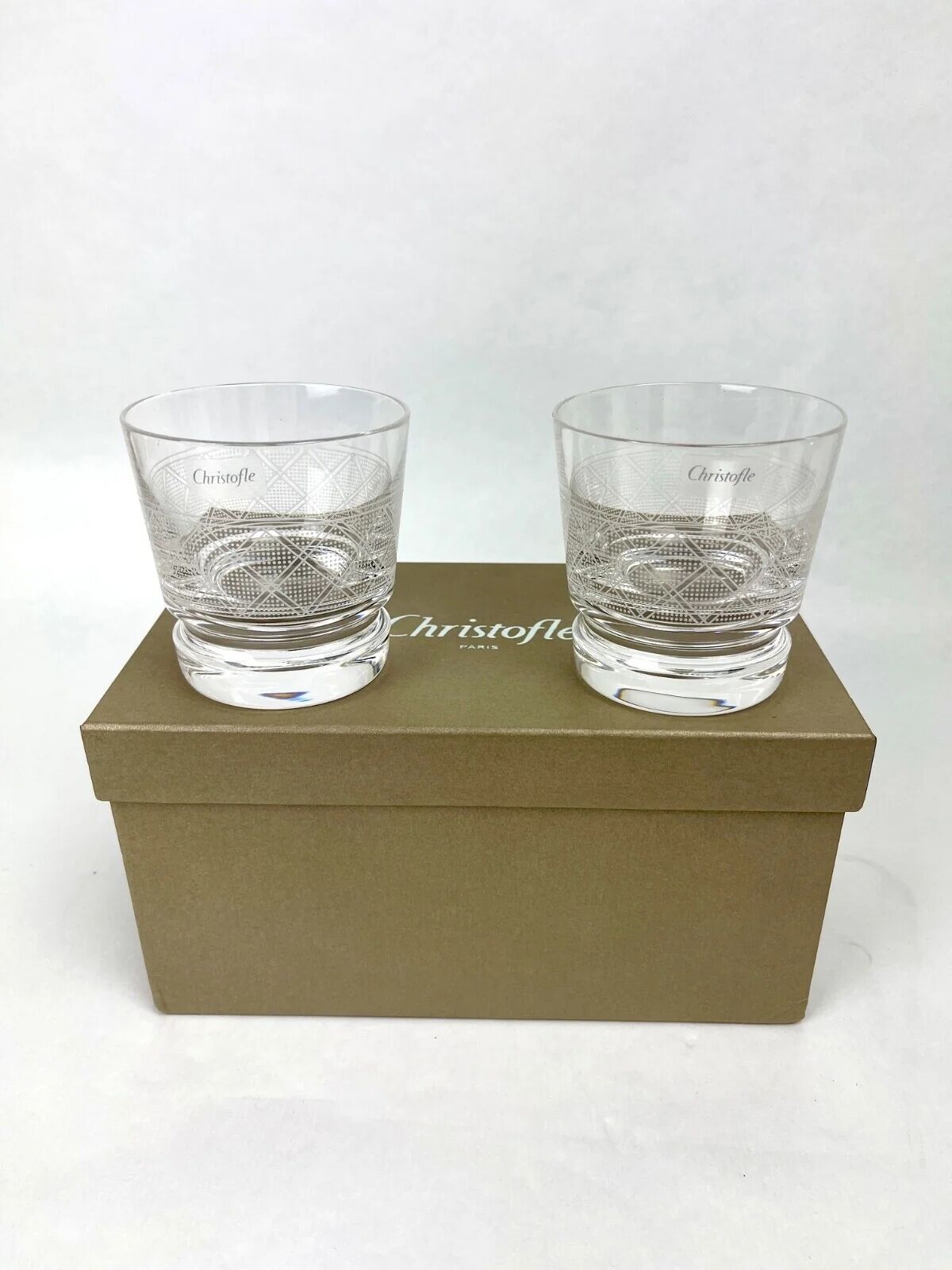 Christofle, box of 2 Eden Garden whisky glasses