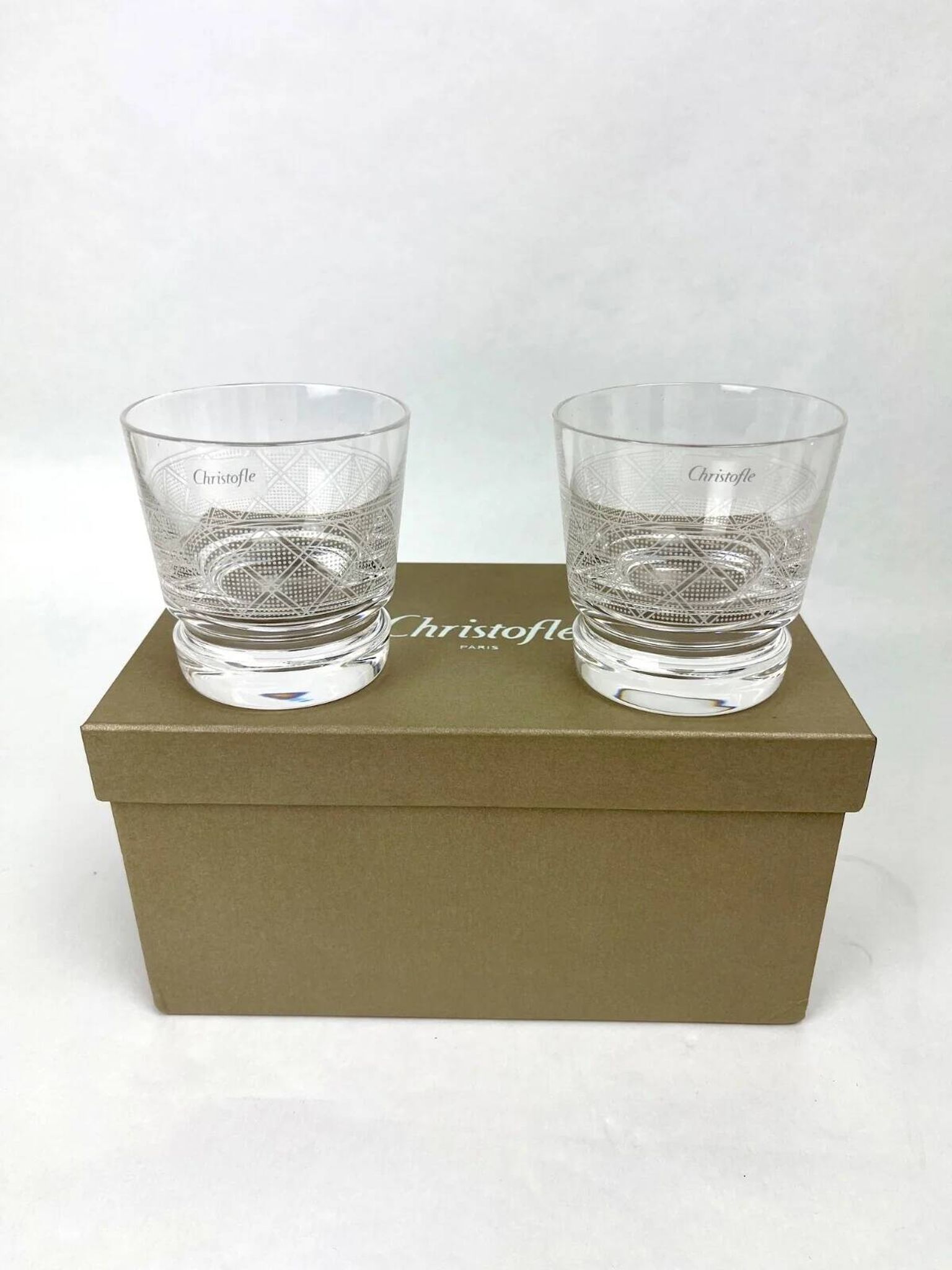 Christofle, box of 2 Eden Garden whisky glasses