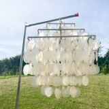 Brass and mother-of-pearl pendant lamp from the 70s