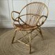 Fauteuil coquille en rotin vintage