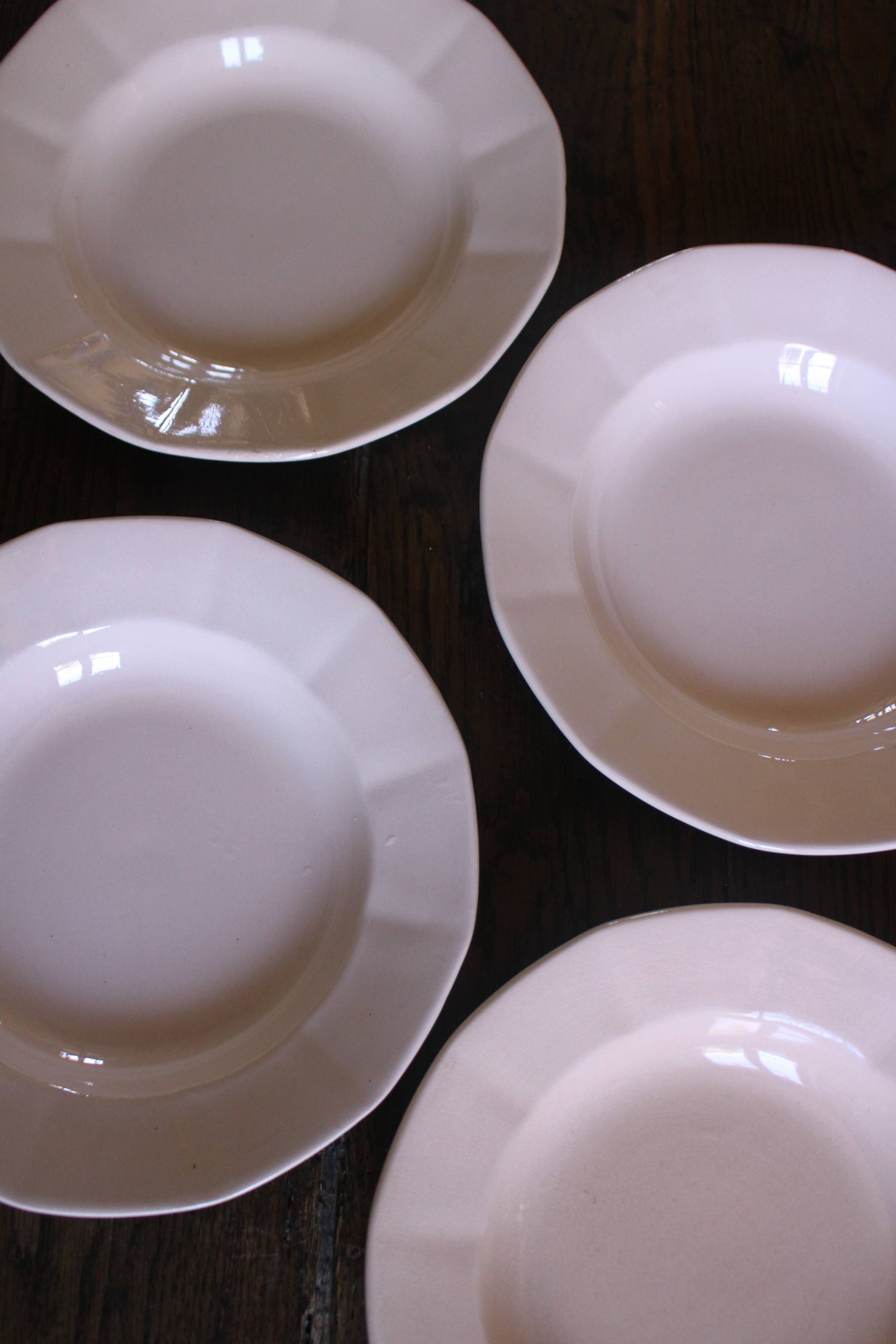 5 assiettes creuses rose Digoin Sarreguemines