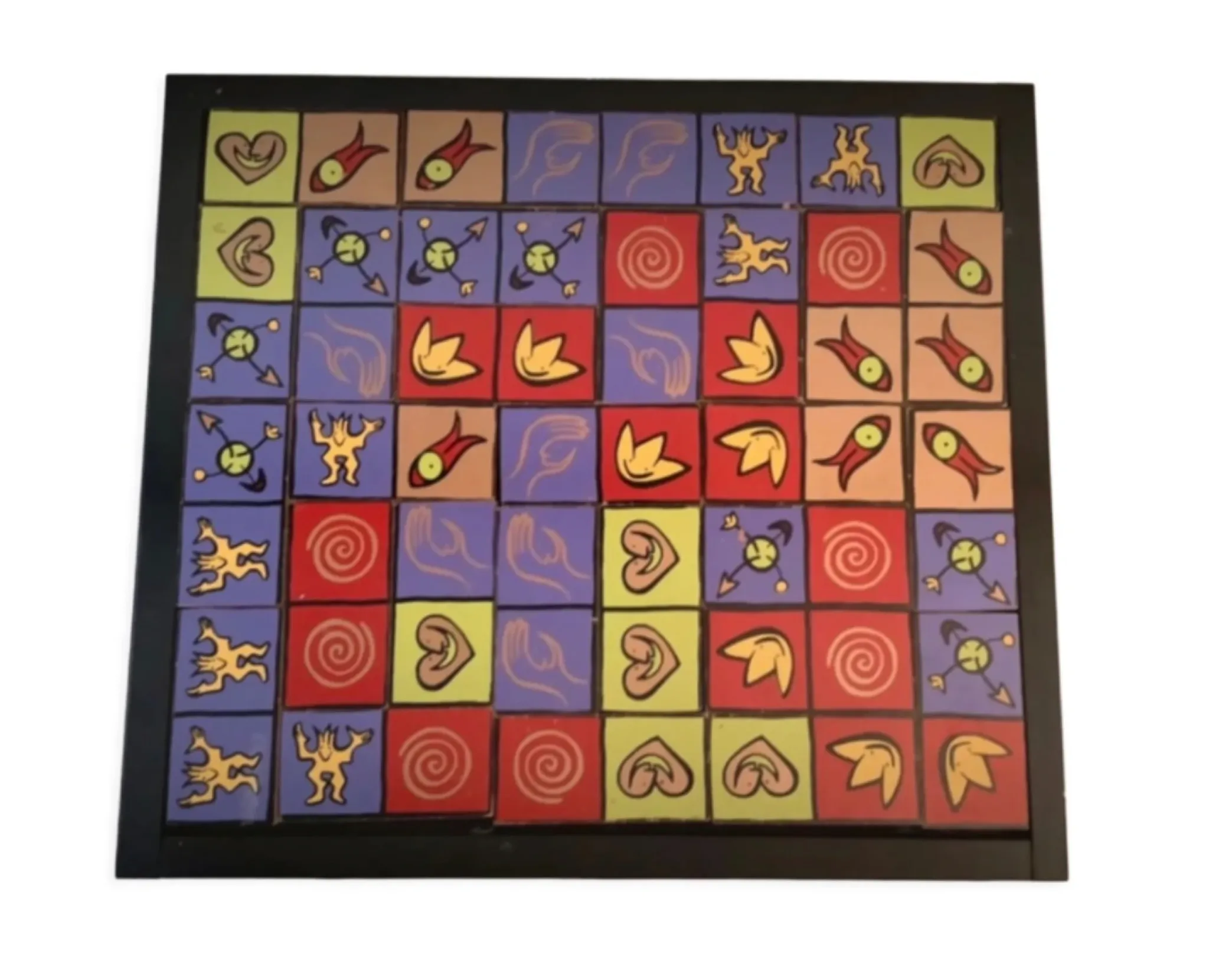 Vintage 1980s painted wooden domino game