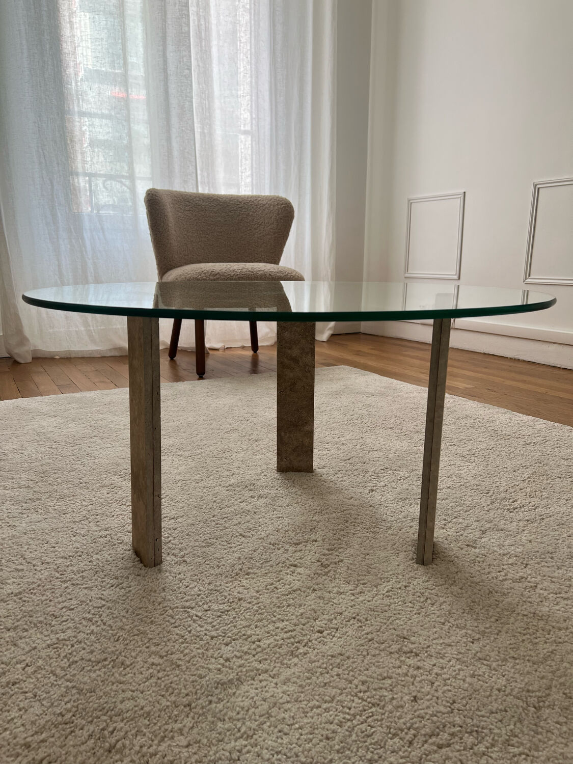 Travertine coffee table and glass