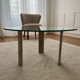 Travertine coffee table and glass