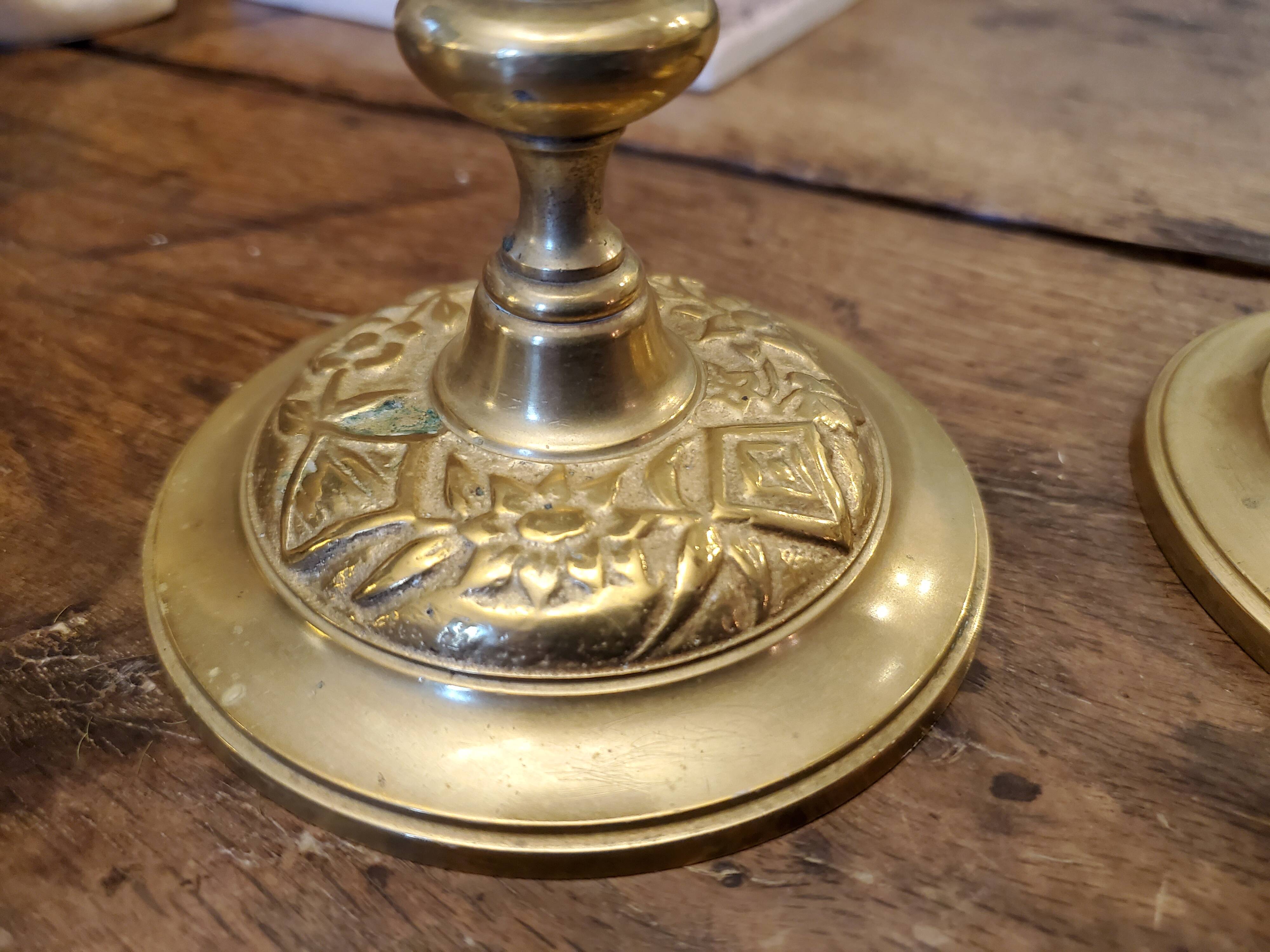 Pair of brass candle holders