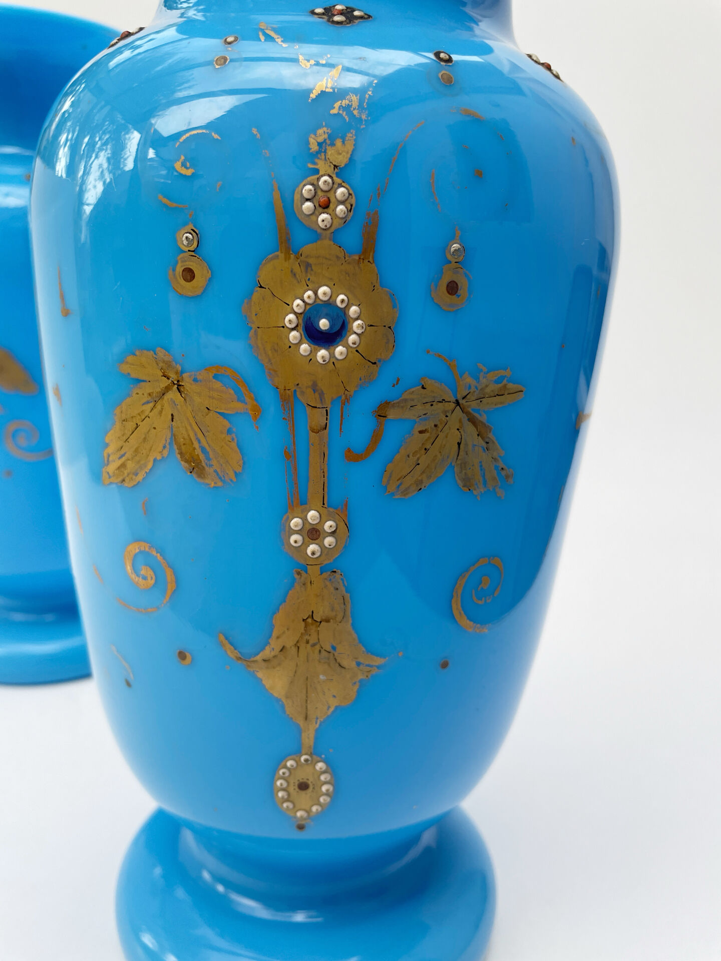 Pair of blue opaline vases