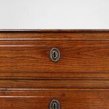 Commode rustique française en chêne massif à 3 tiroirs, vers 1850