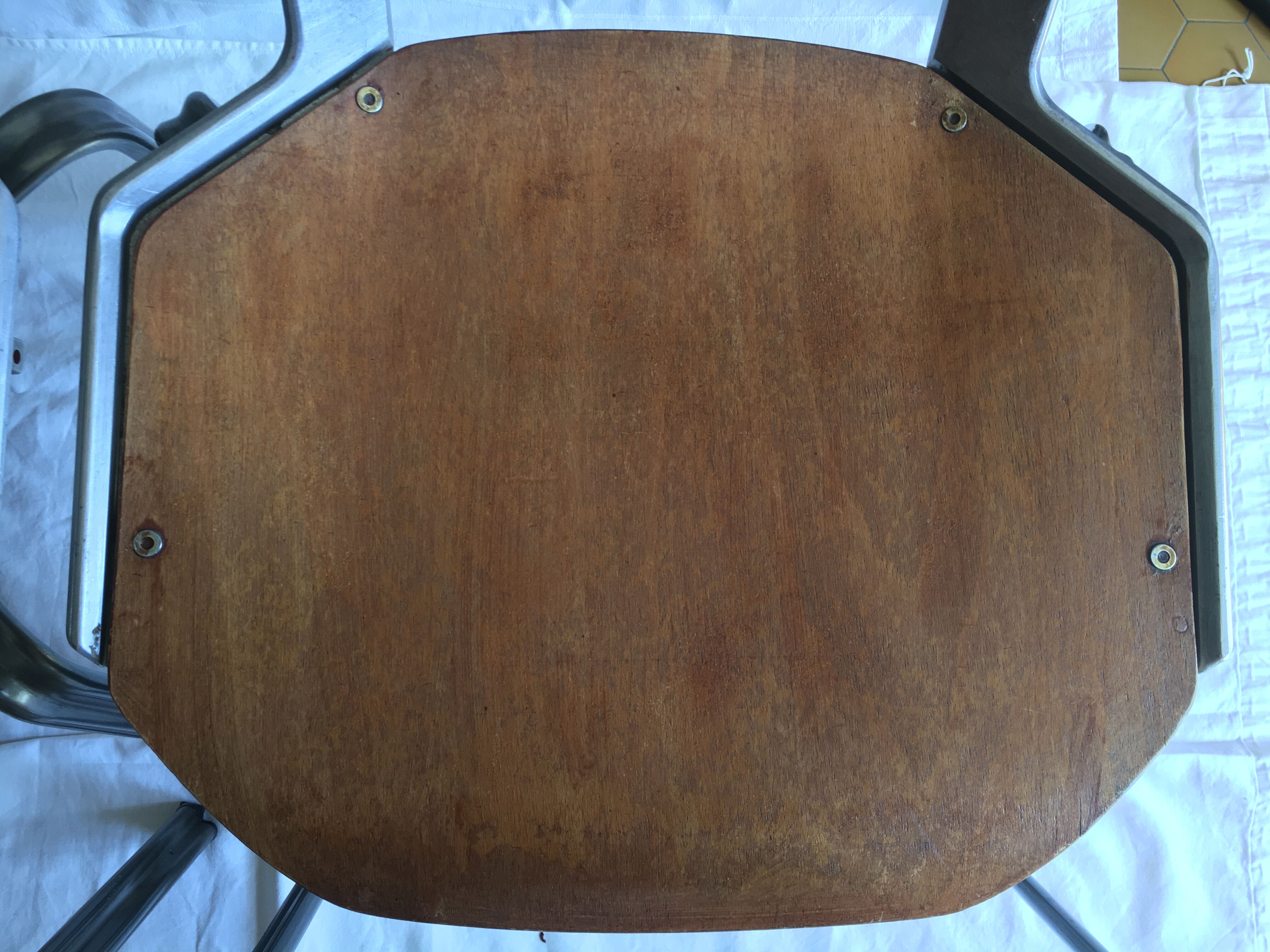 industrial chairs in brushed aluminum and wood year 80