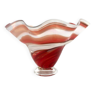Coupe ou vase en verre soufflé 1980 Jozefina Krosno