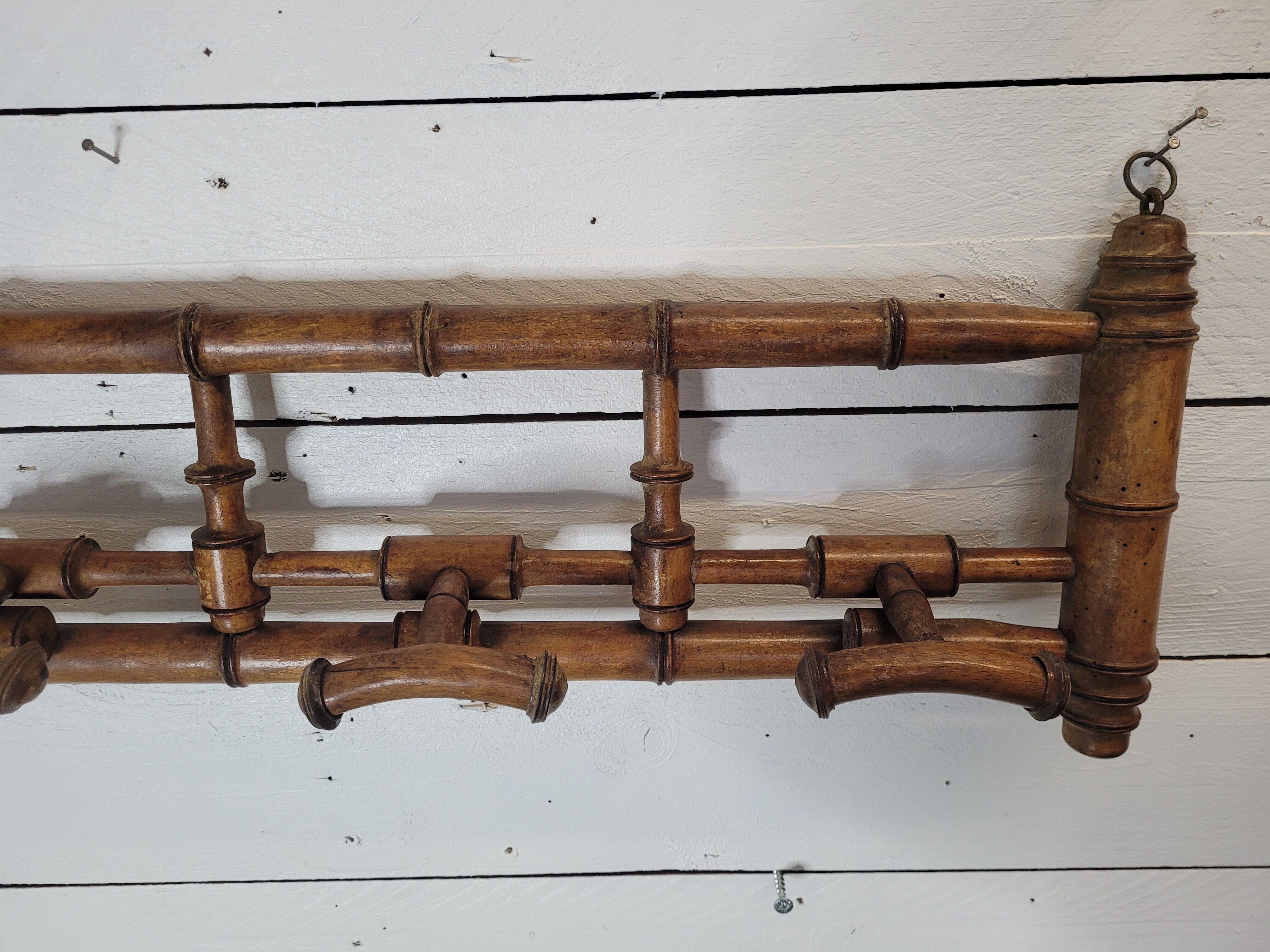 Coat rack wood bamboo 5 hooks, 106cms of L