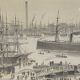 Lithograph under glass "Port of Hamburg", 19th century.