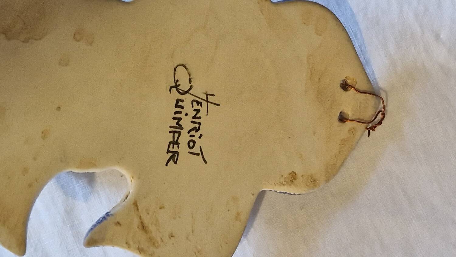 Quimper faience holy water font