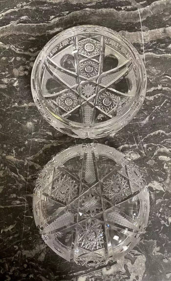 Magnificent series of 2 pieces in chiseled crystal art deco period