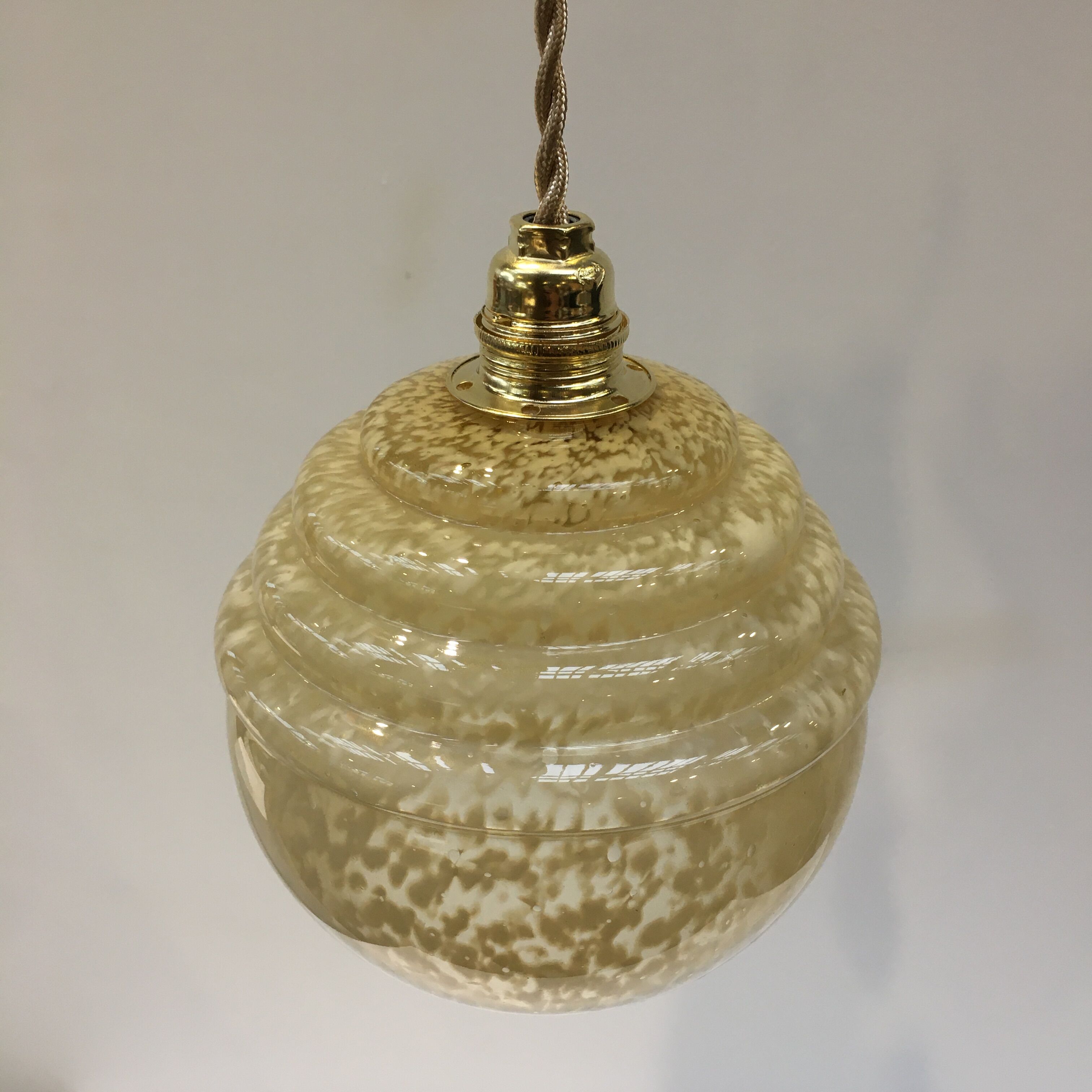 Art deco pendant lamp in yellow Clichy glass