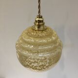 Art deco pendant lamp in yellow Clichy glass