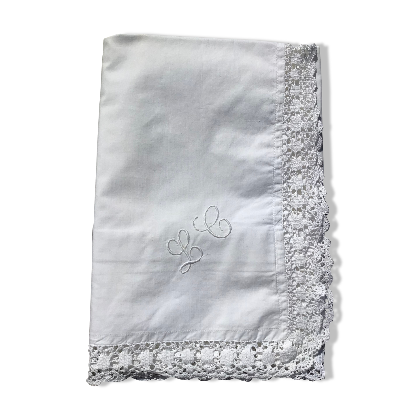 Monogram pillowcase LC edge crochet width 4cm