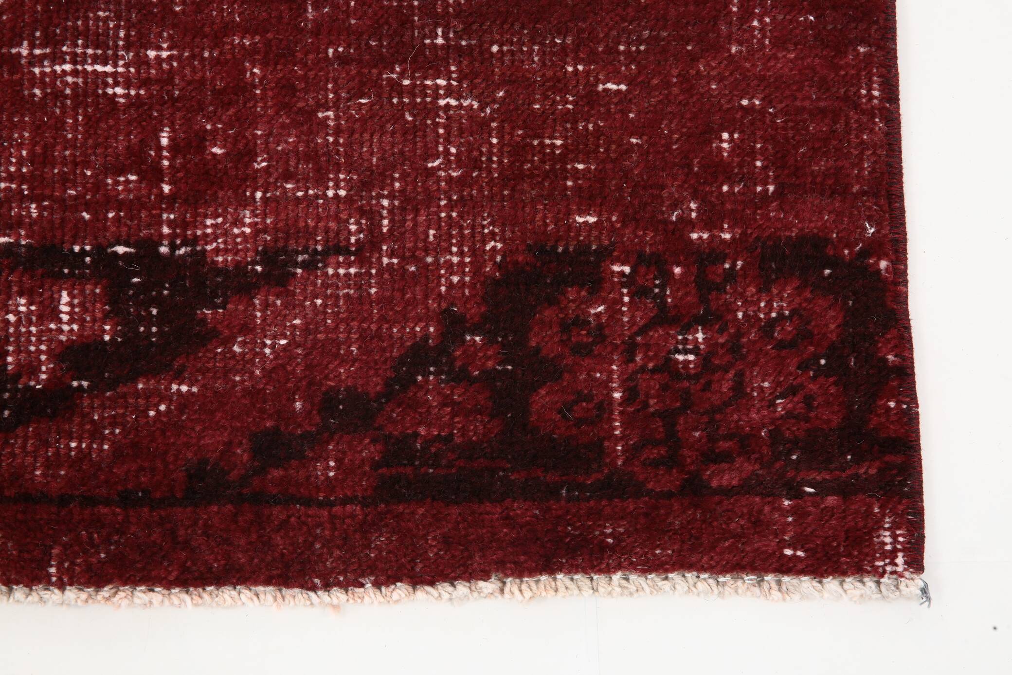 3x11 Shade Of Wine Red Handmade Turkish Vintage Runner Rug