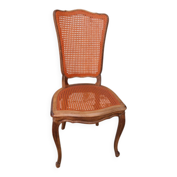 Chaise cannée style Louis XV peinte en orange