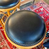 Set of two curved wood bar stools