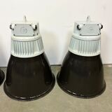 Set of 4 Industrial  Black Enamel Pendant Lamps from Elektrosvit, 1970s