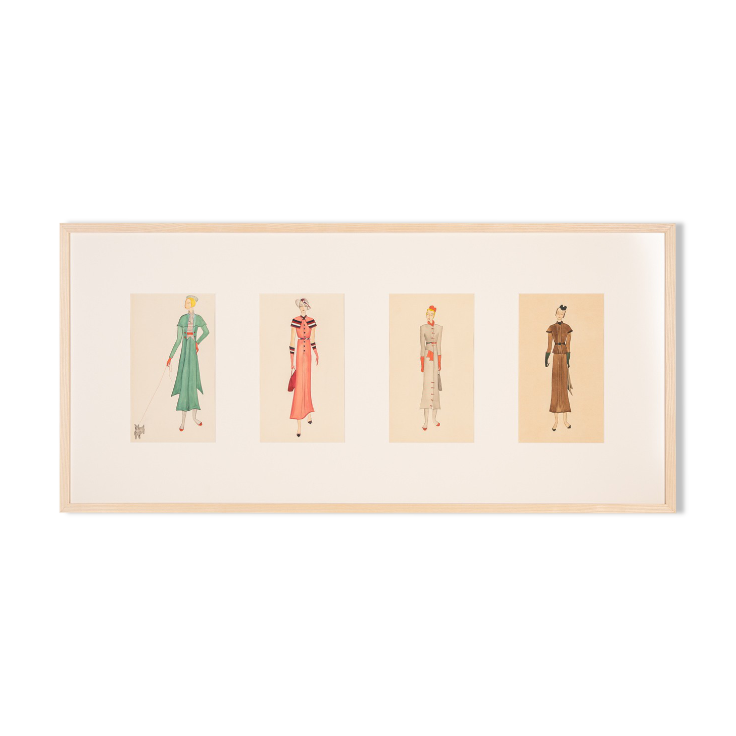 Art Déco Fashion Illustration V, Gouache on Paper, 123 x 58 cm