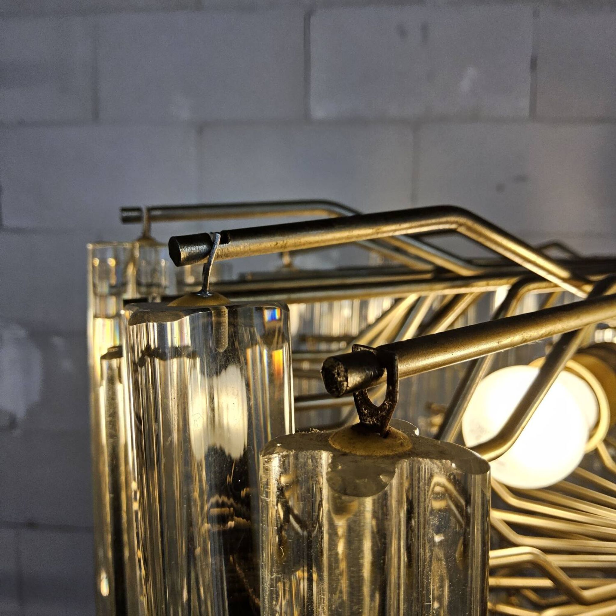 Vintage Italian crystal chandelier Venini Triedi Murano (1960s)