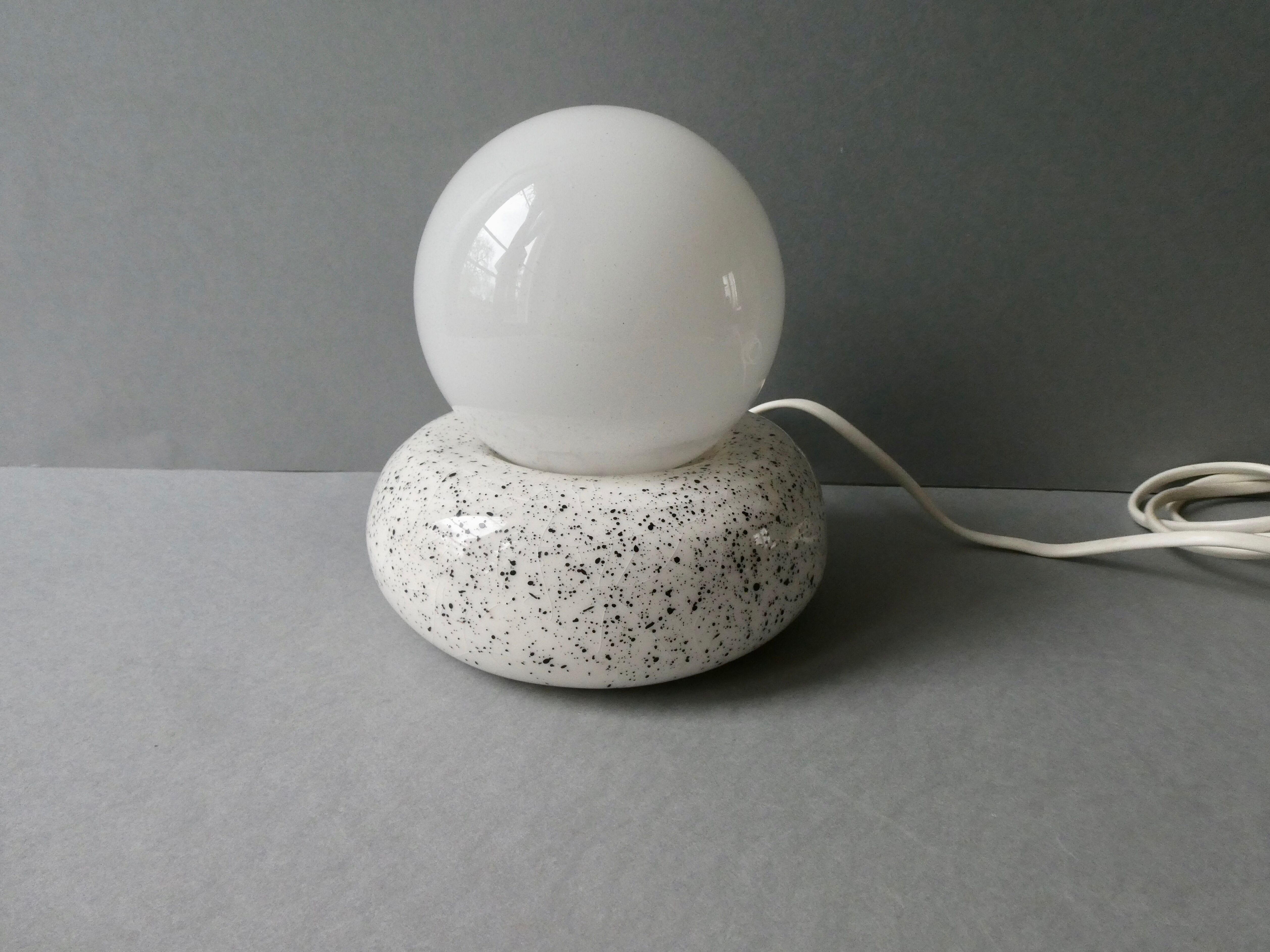 Speckled ceramic pebble lamp, 80s