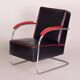 Fauteuil Bauhaus en chrome et cuir de Mücke Melder, années 1930