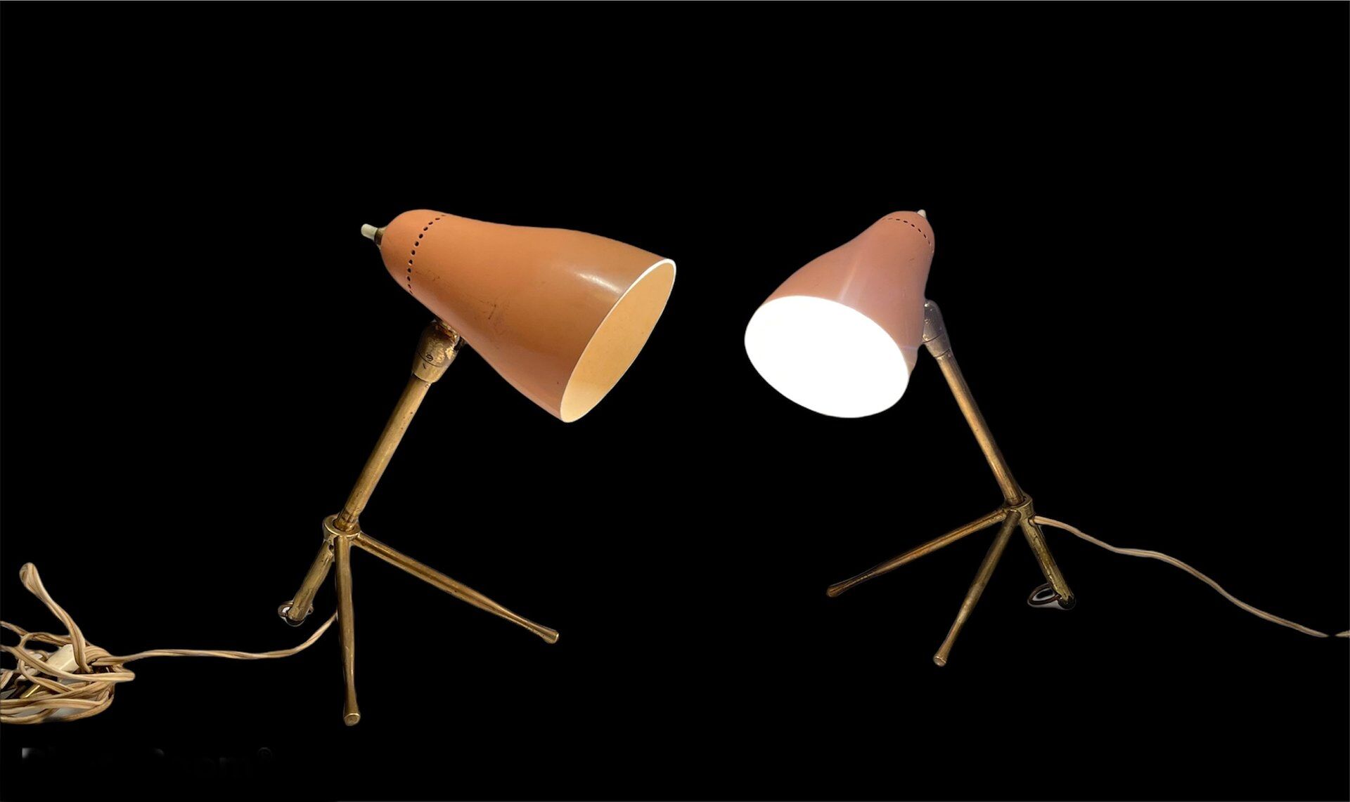 Pink Bronze Table Lamps by Giuseppe Ostuni for Oluce, 1950s, Set of 2