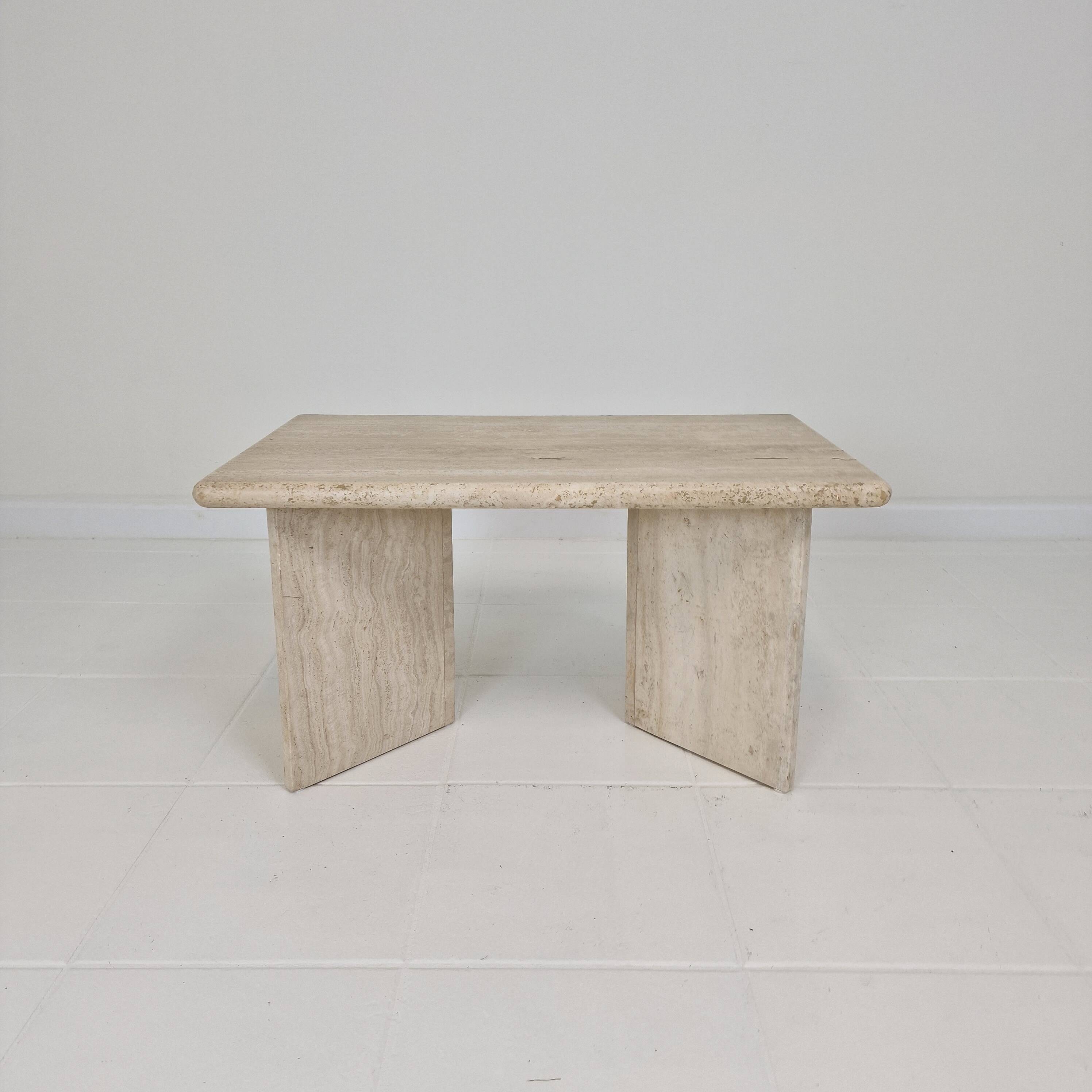 Rectangle Travertine Coffee or Side Table, Italy 1980s