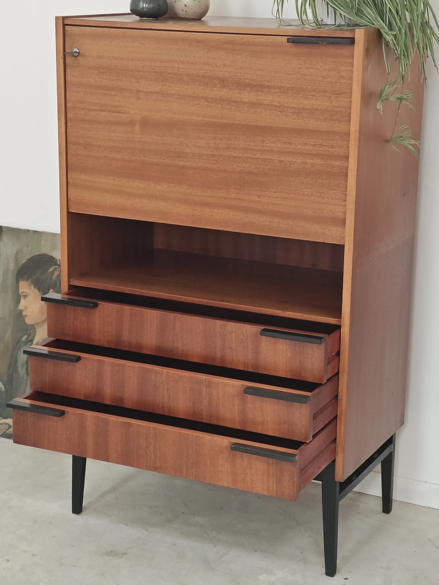 Wooden secretary by Frantisek Mezulanik for Up Zavody
