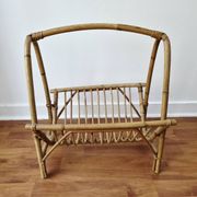 Vintage rattan magazine rack in bohemian style '1970s -