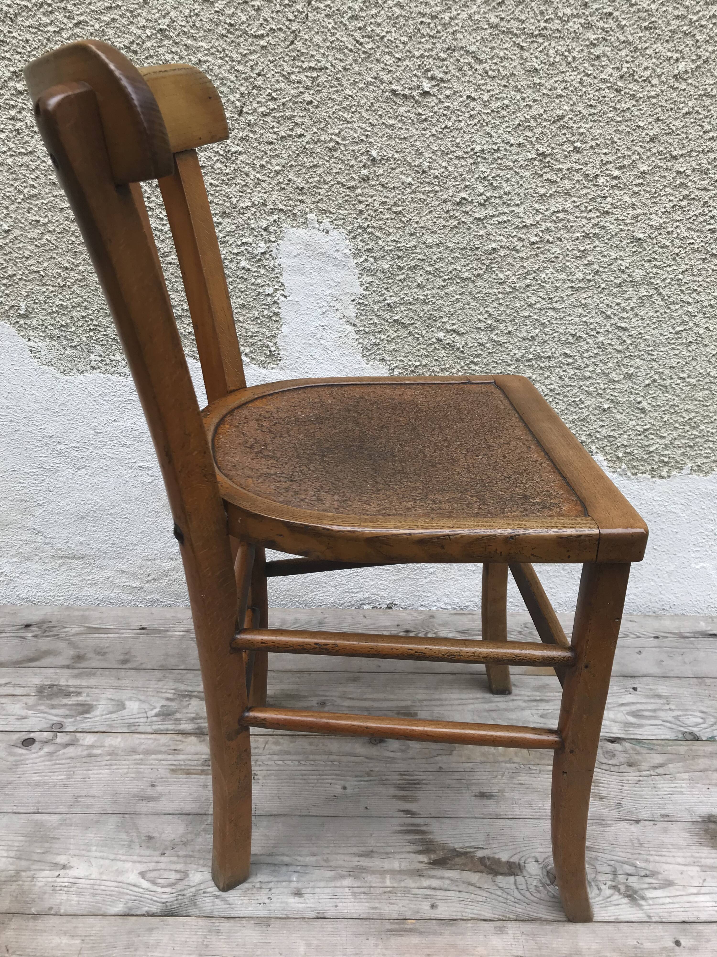 Set of 6 chairs bistro style baumann old 70s vintage wood