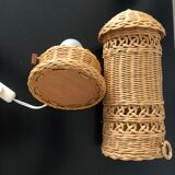 Lampe de chevet en rotin année 50