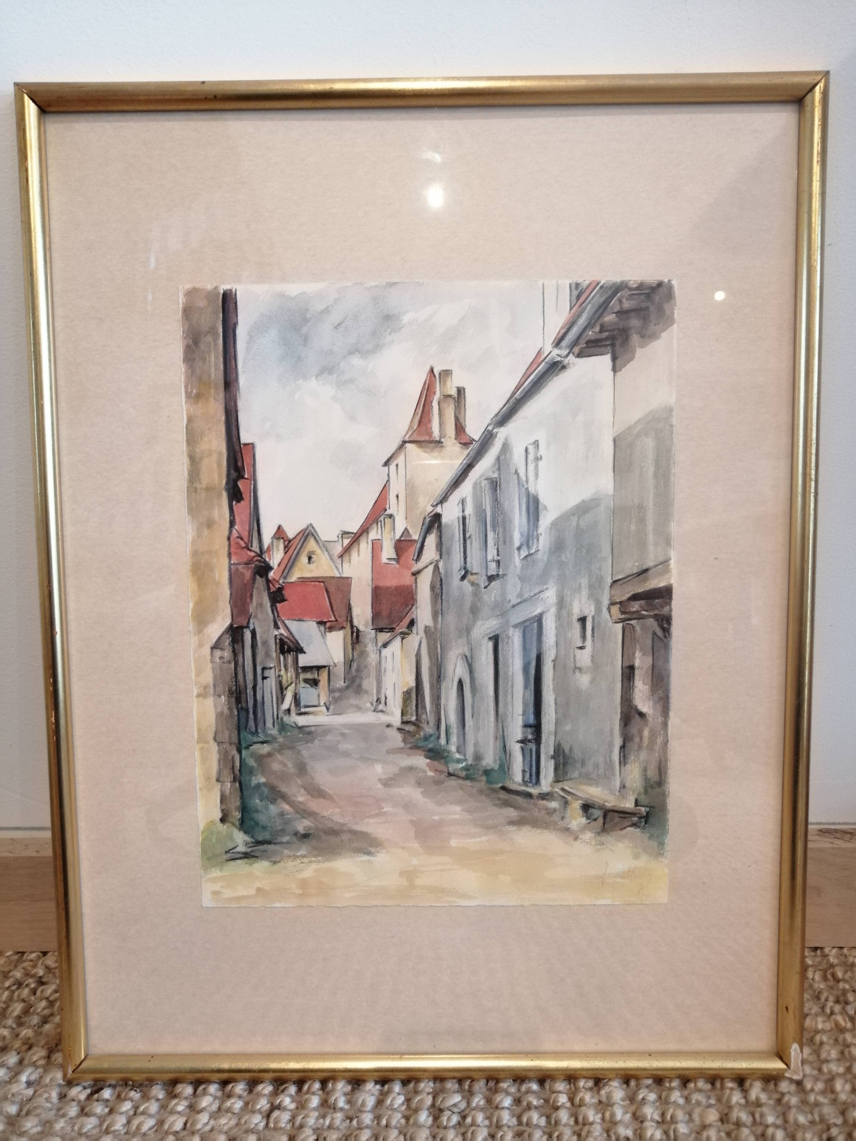 Watercolor painting of an alley