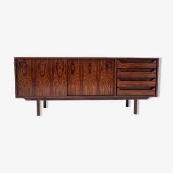 Mid Century Modern Wooden Sideboard with Drawers & Sliding Doors