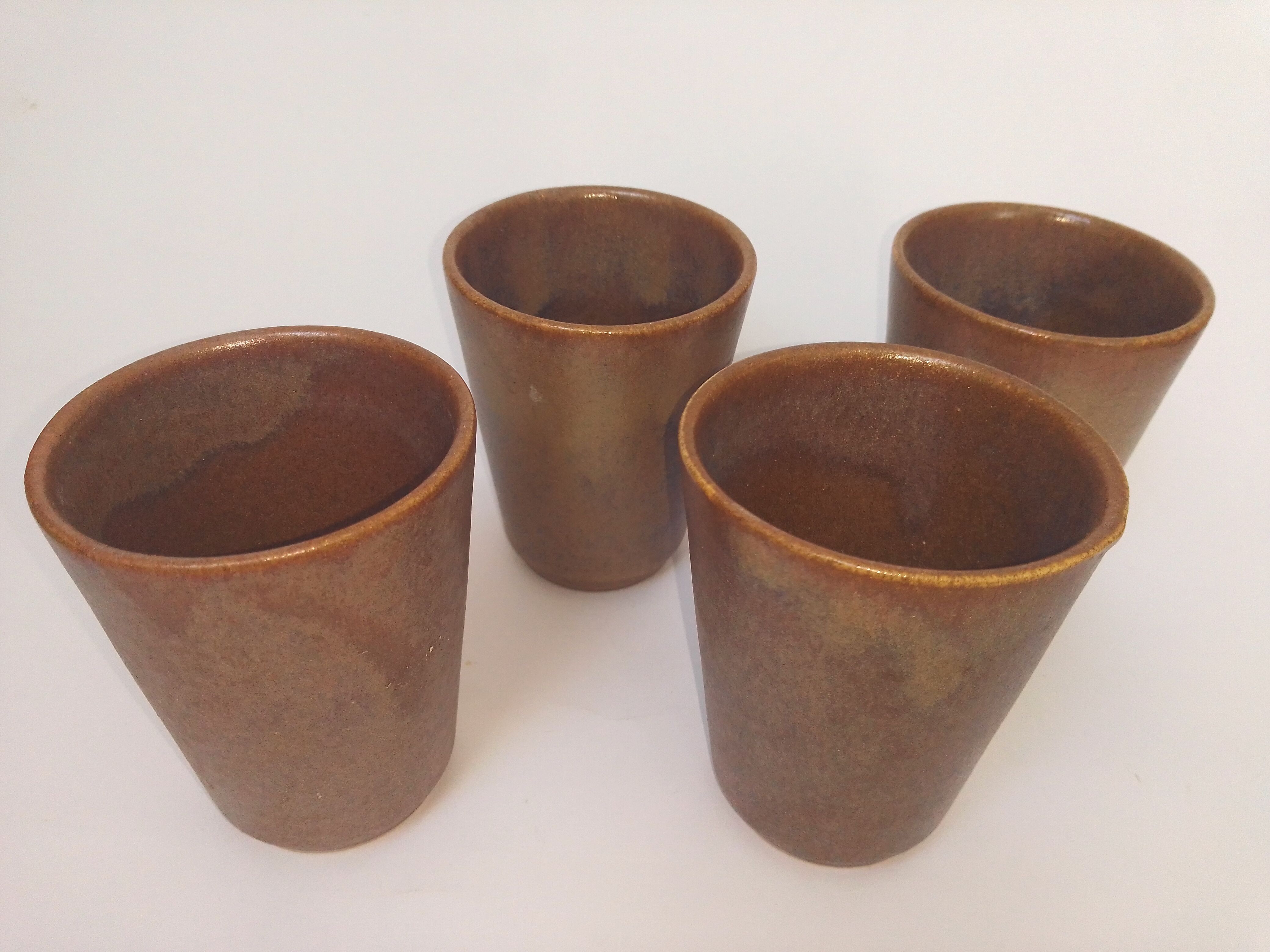 4 stoneware Digoin coffee cups
