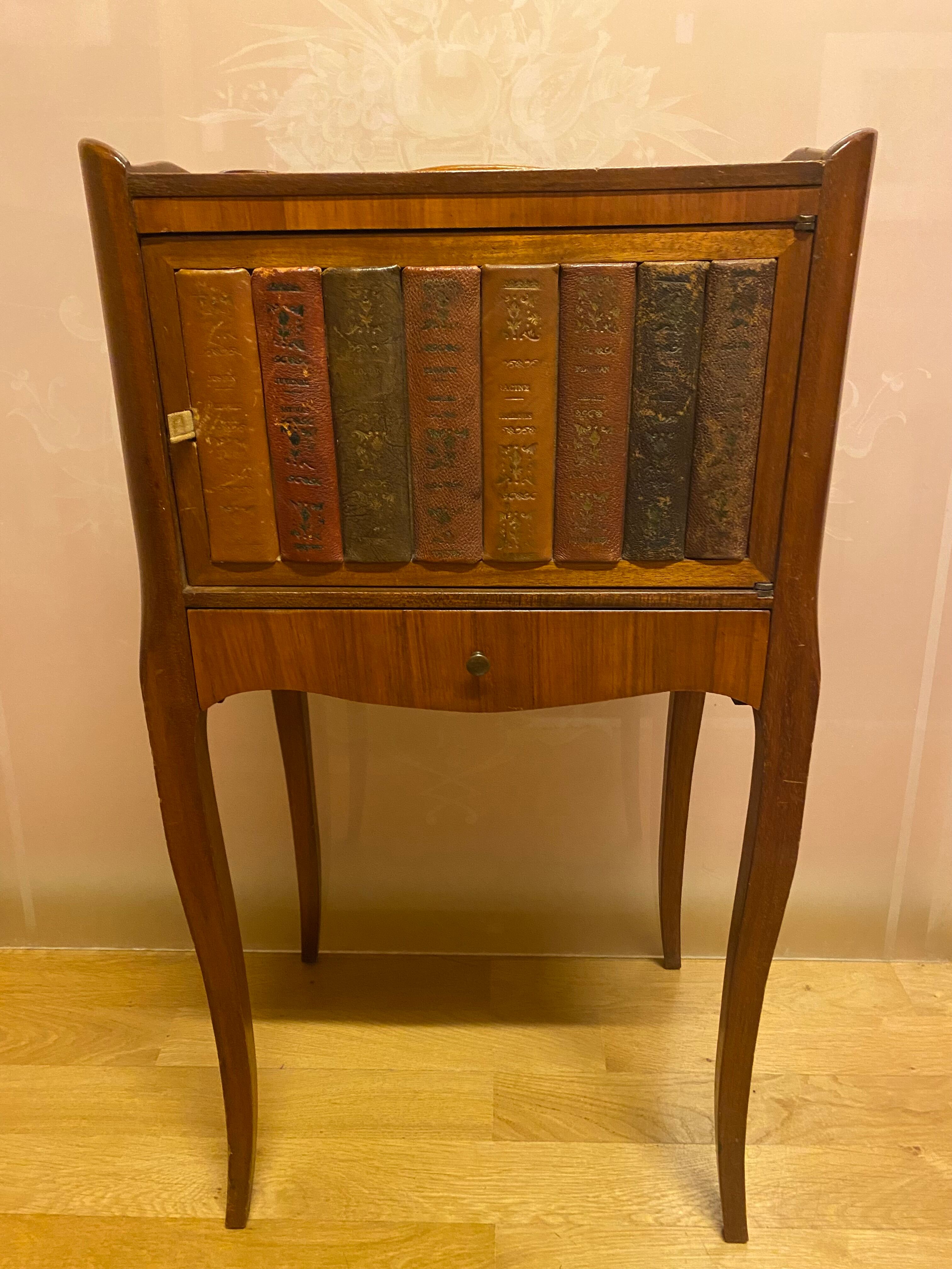 Louis XV style bedside, door imitating books
