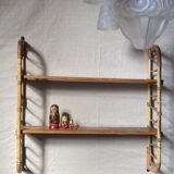 Removable wall shelf in rattan – 1960s vintage