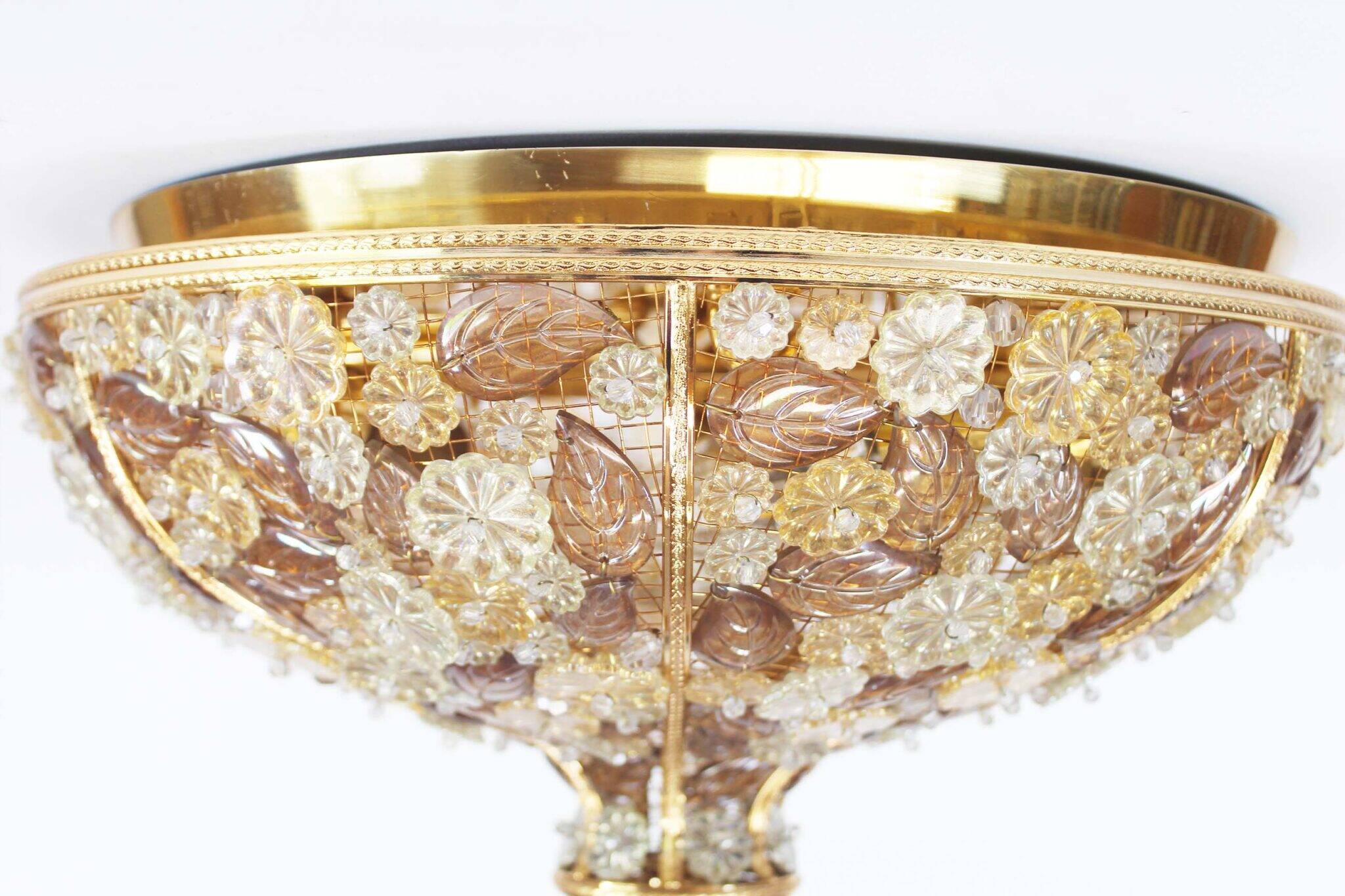 Incredible and rare crystal glass flush mount light by Palwa, Germany 1960’s