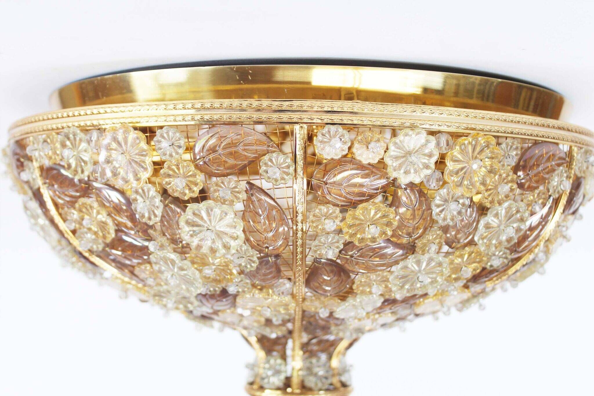 Incroyable et rare plafonnier en cristal de Palwa, Allemagne, années 1960