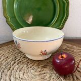 Flowery bowl with blue edging.